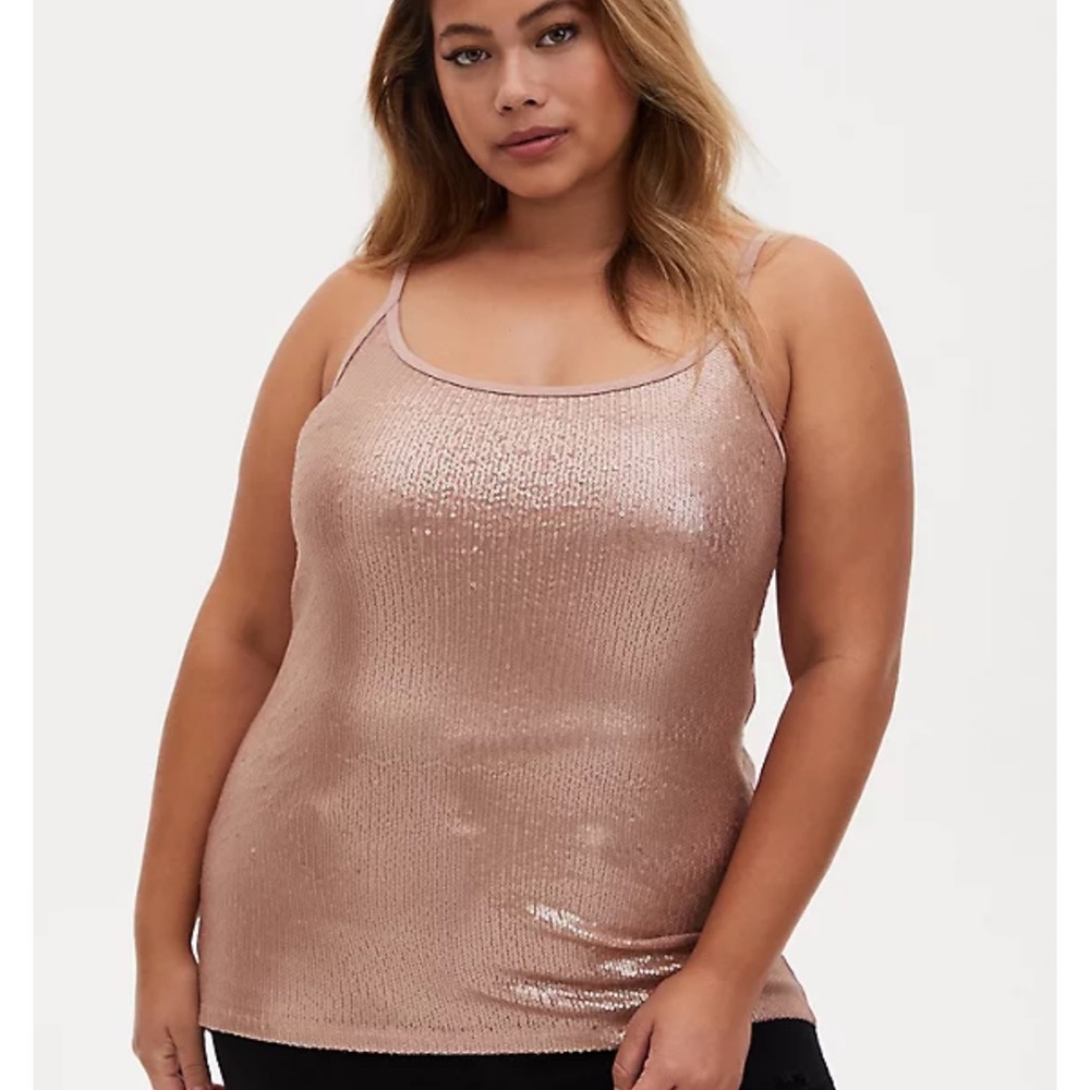 Torrid Rose Gold Scoop Neck Sequin Foxy Cami